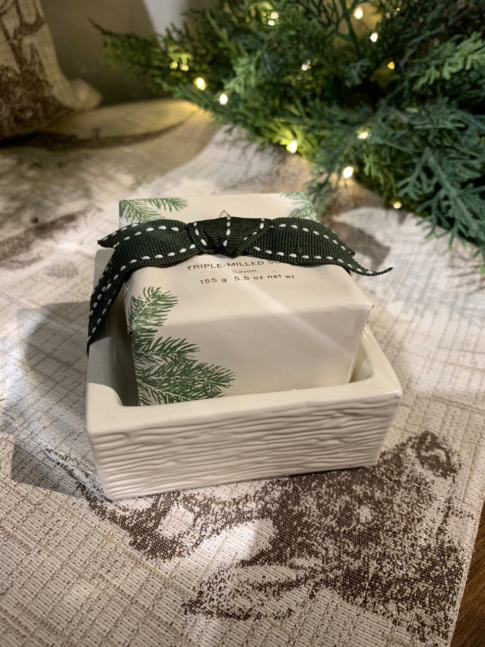 Thymes Frasier Fir Triple Milled Soap in Dish