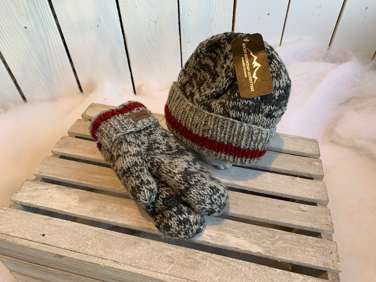 Grey &amp; Red Wool Toque